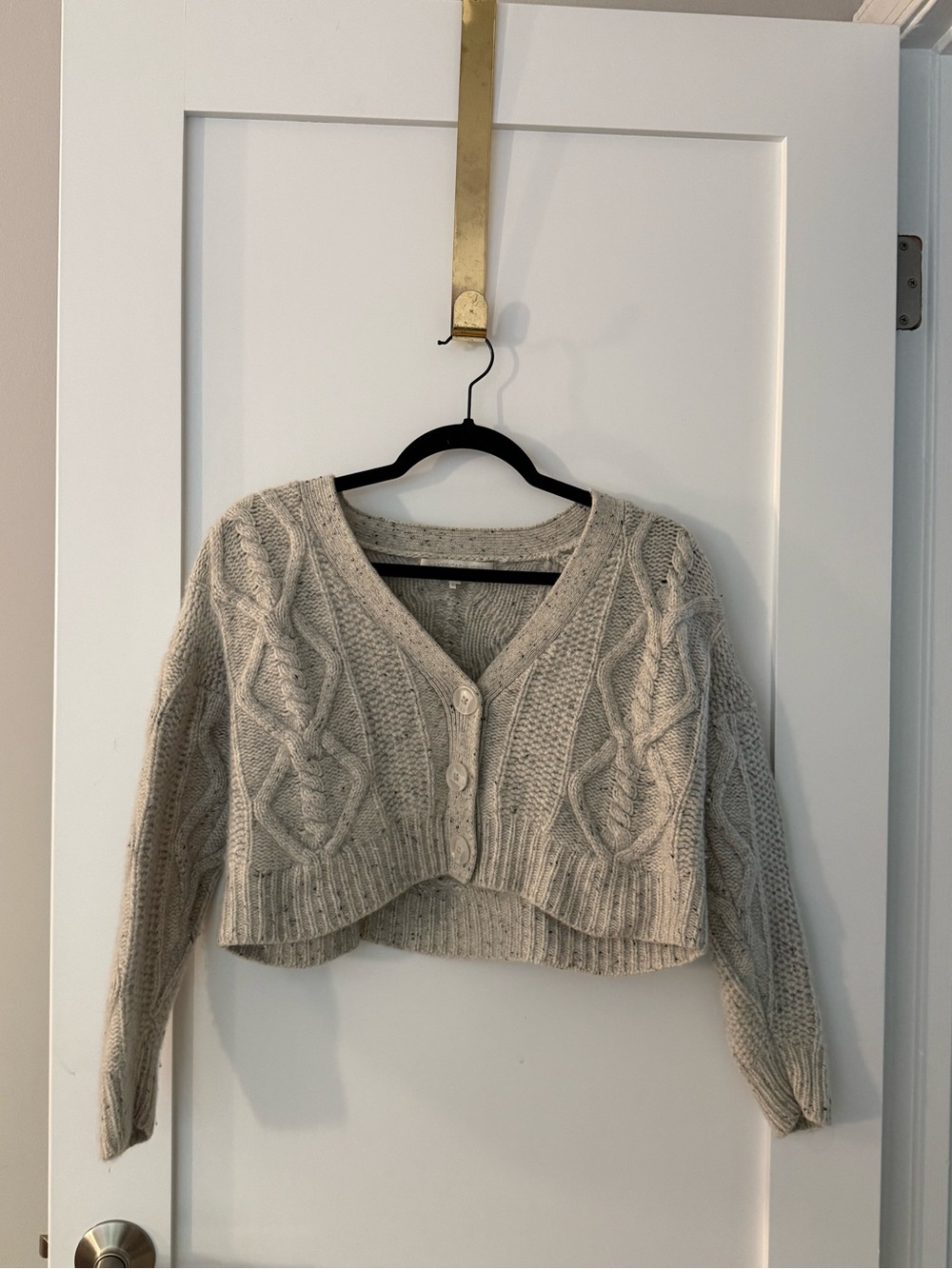 NakedCashmere Cropped Cable-Knit Cardigan